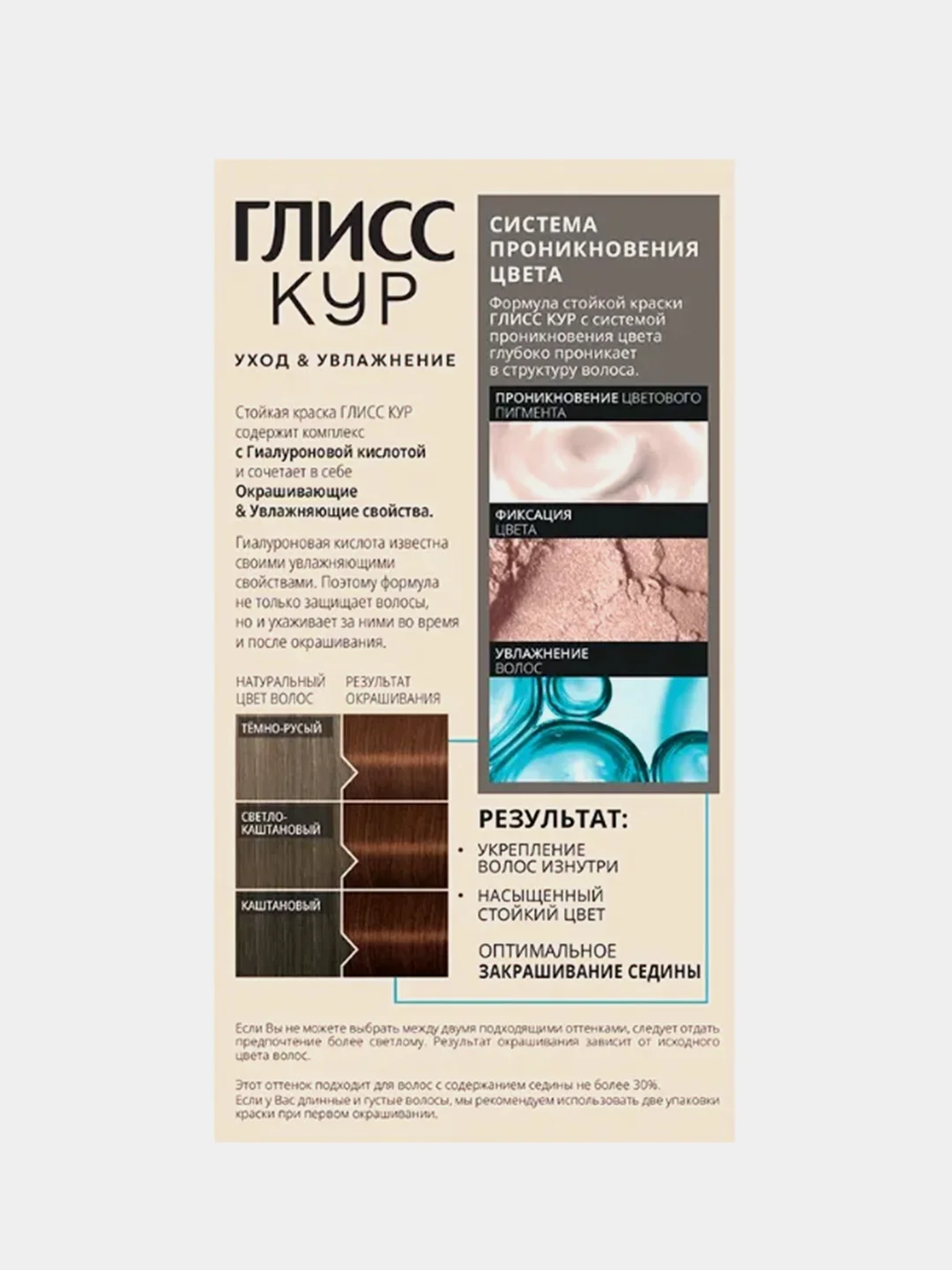 Стойкая краска для волос Глисс Кур "Уход & Увлажнение", тон 6-68, шоколадный каштановый