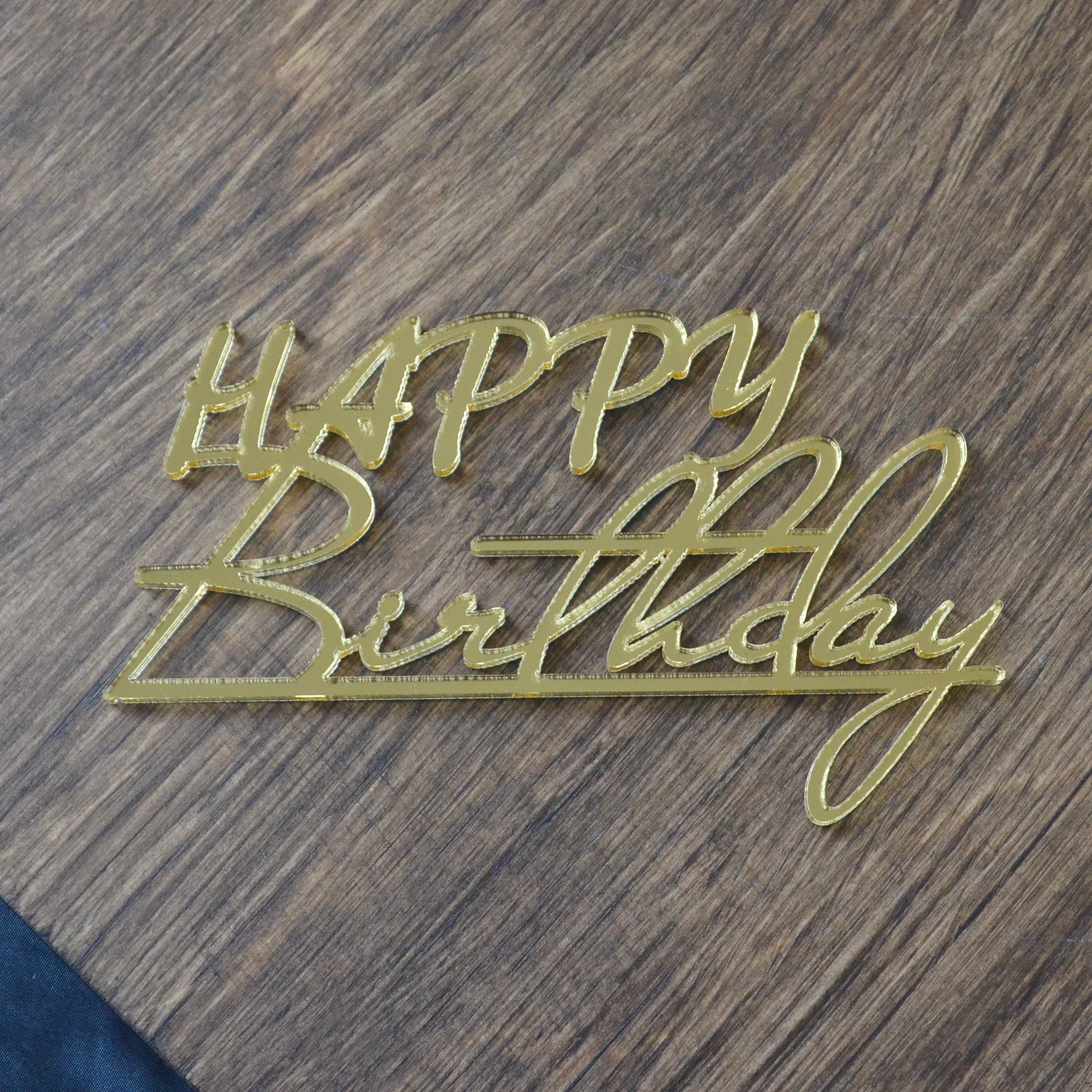 Топпер #Т76 "Happy Birthday" из акрила для украшения торта, боковой / торцевой