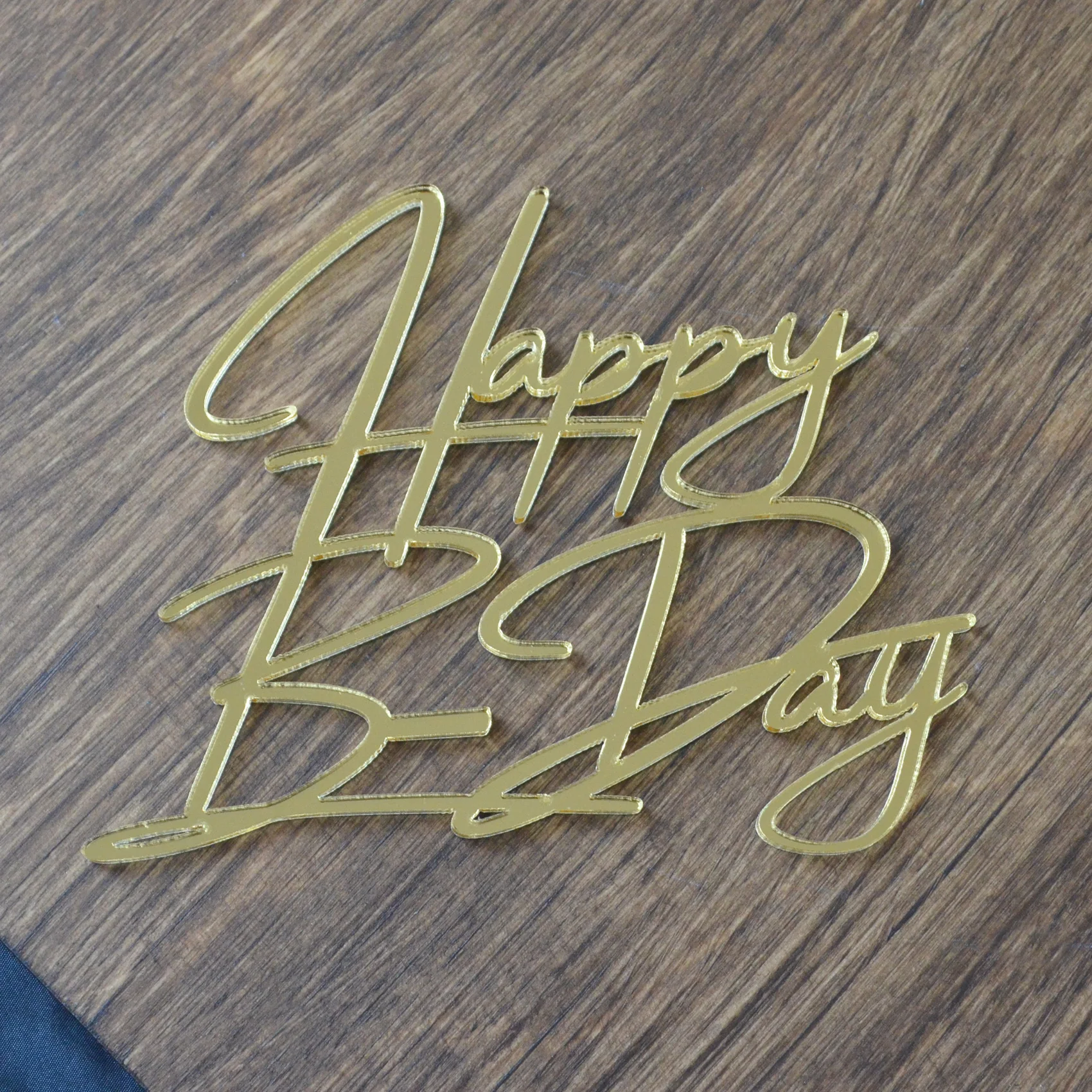 Топпер #Т75 "Happy B-Day" из акрила для торта, боковой / торцевой, на день рождения