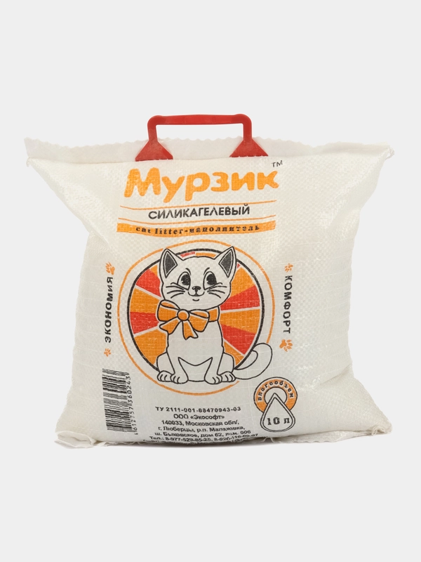 Наполнитель силикагелевый для кошек Мурзик силикагель, 10л/4кг