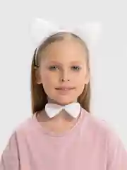 Белый карнавальный набор 3 предмета (ободок,бабочка,хвостик)
