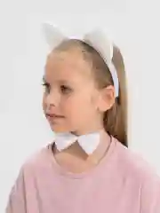 Белый карнавальный набор 3 предмета (ободок,бабочка,хвостик)