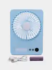 Белый вентилятор настольный,туристический "ZIKO" 3 скорости, LED подсветка, USB зарядка