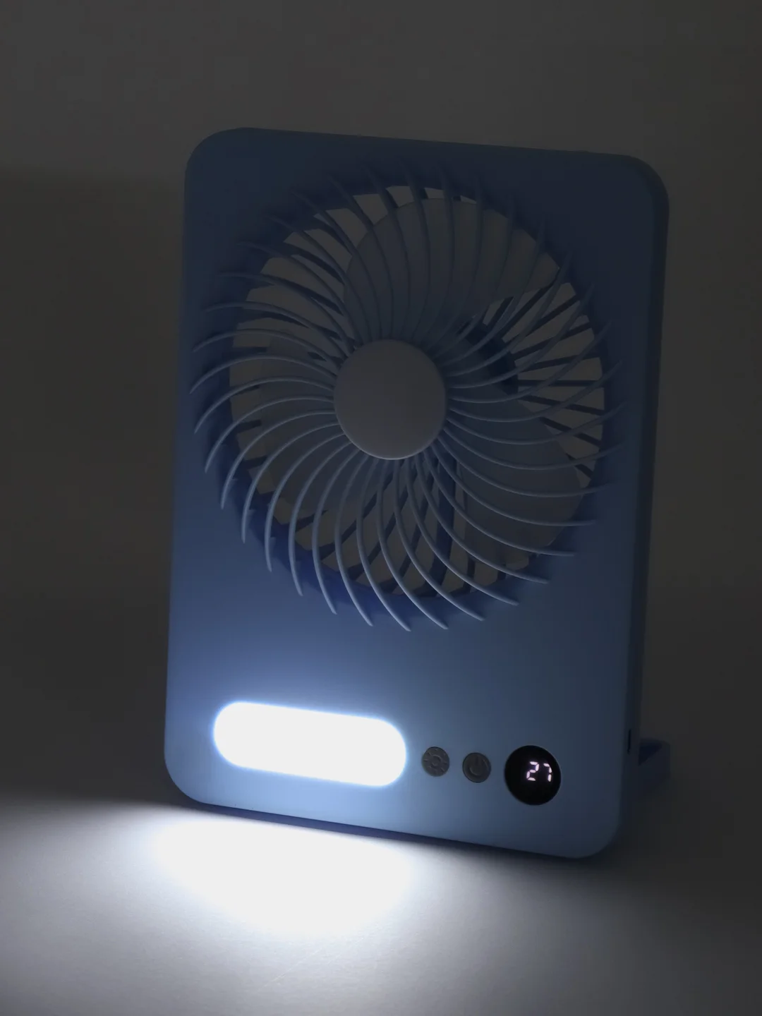 Белый вентилятор настольный,туристический "ZIKO" 3 скорости, LED подсветка, USB зарядка