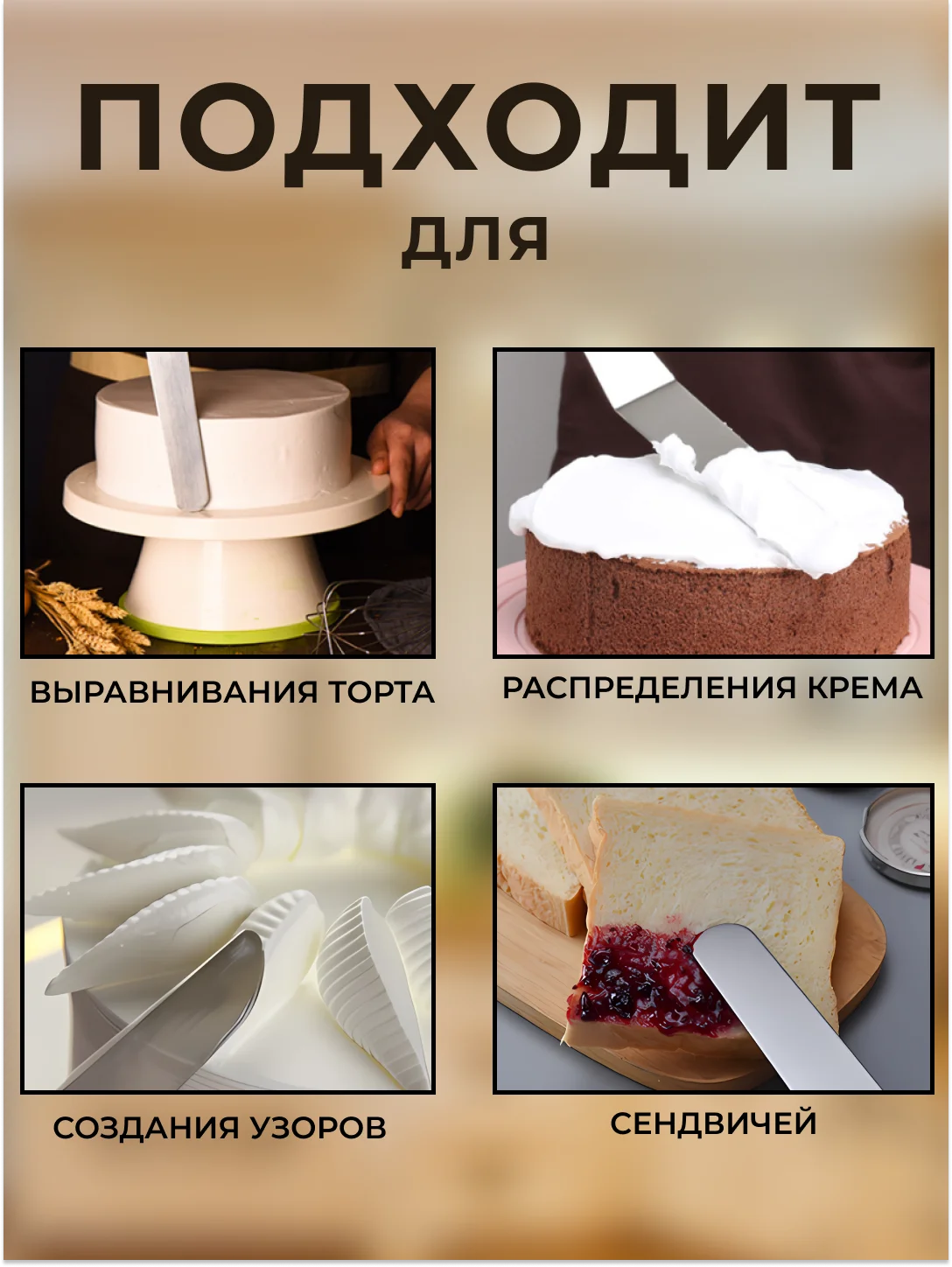 Лопатка-палетка кулинарная для выравнивания торта, шпатель кондитерский, нож для блинов
