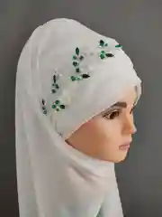 Зеленый украшение на мусульманский платок веточка на Никах