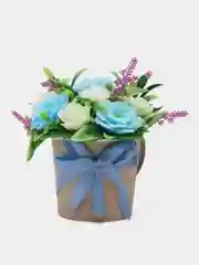 Голубой букет из мыла,мыльных роз,подарочный набор, подарок учителю,коллеге