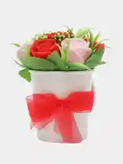 Алый букет из мыла,мыльных роз,подарочный набор, подарок учителю,коллеге