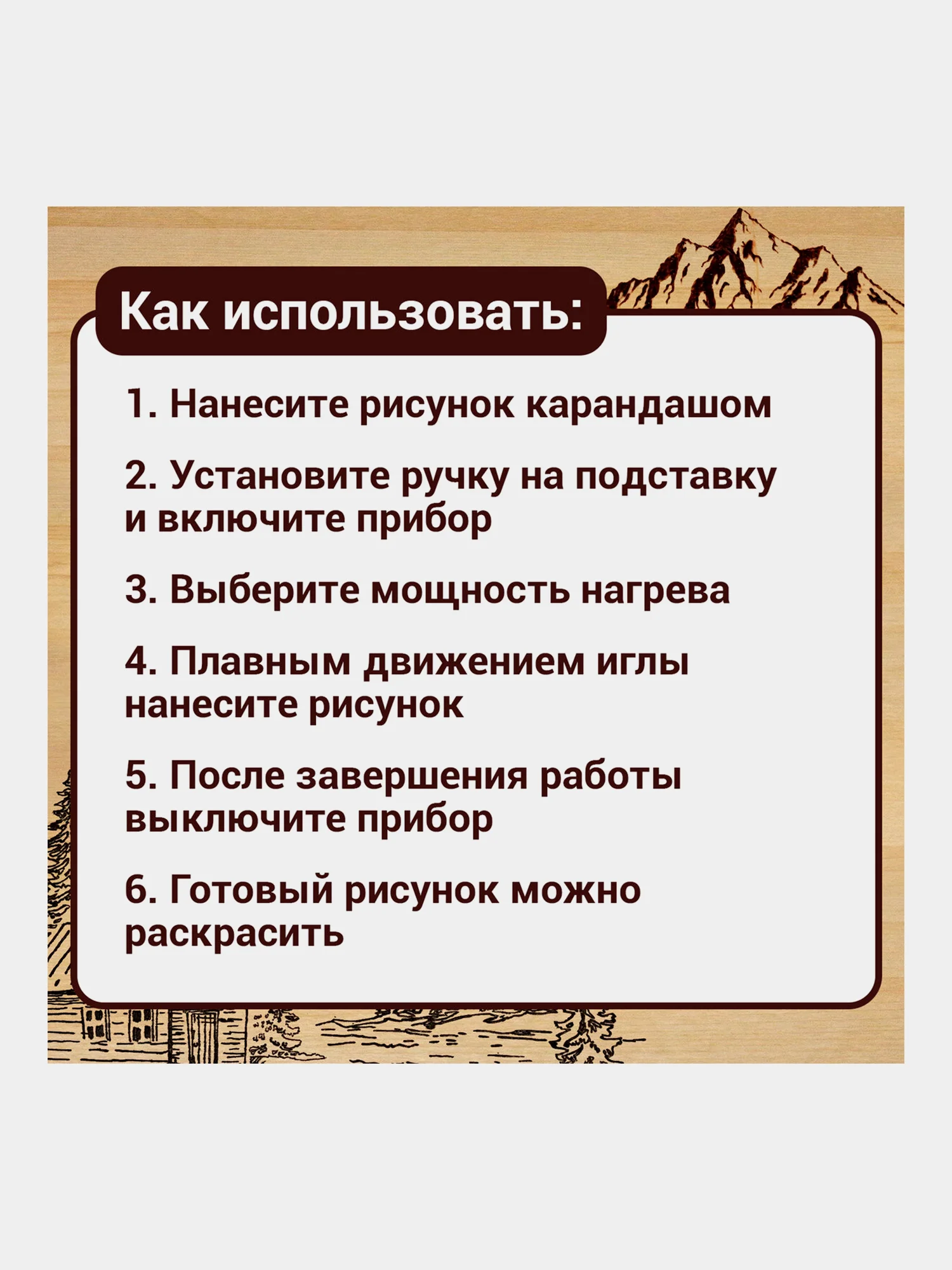 Прибор для выжигания по дереву "Вязь", 1 насадка, регулировка мощности, Трансвит