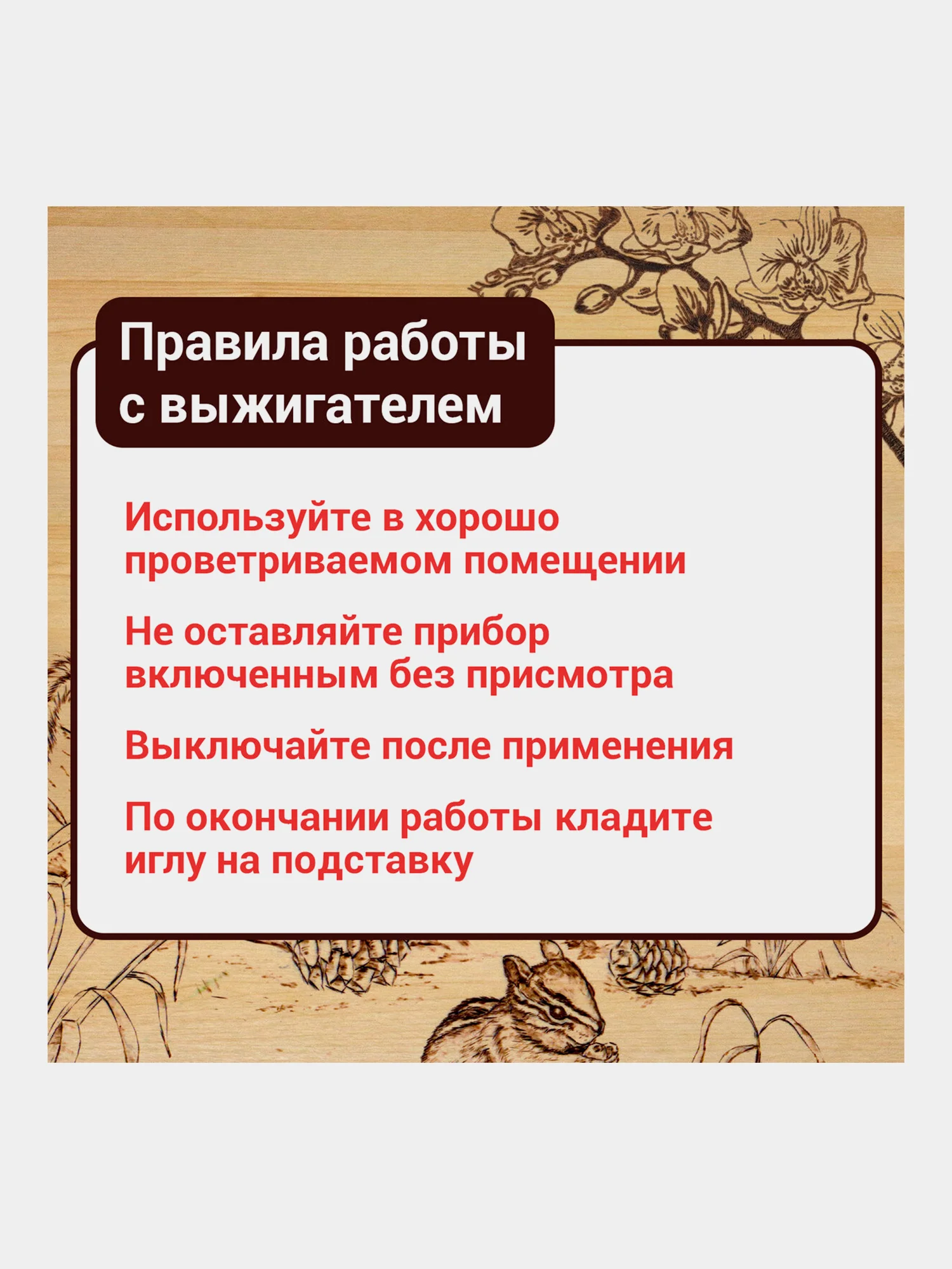 Прибор для выжигания по дереву "Вязь", 1 насадка, регулировка мощности, Трансвит