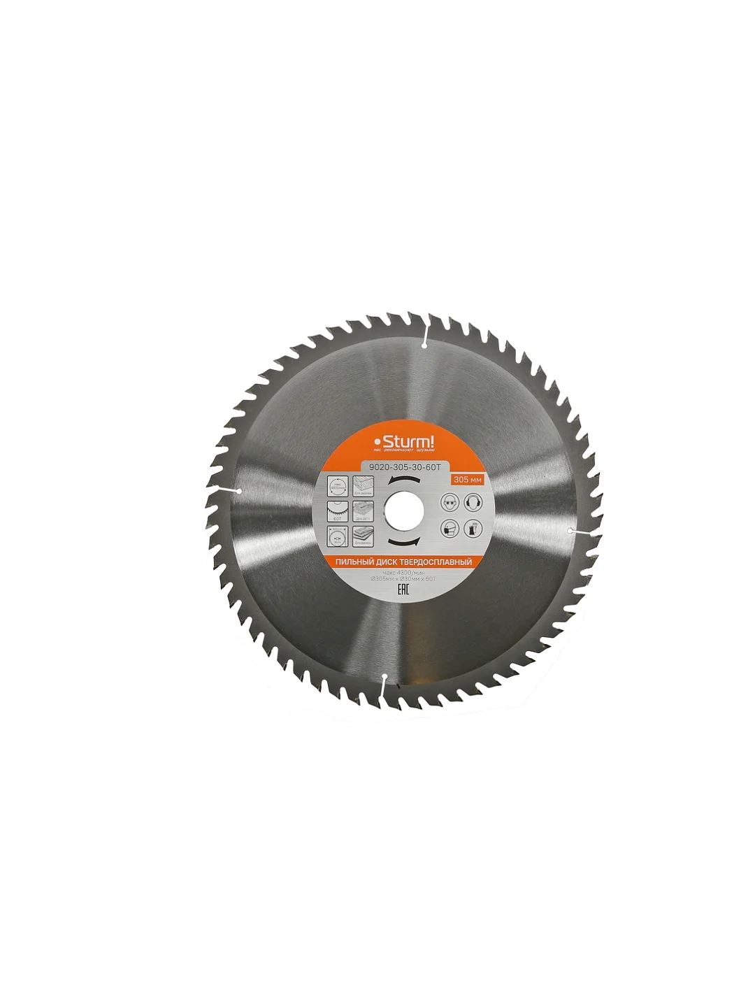 Пильный диск Sturm 9020-305-30-60T размер 305x30x60 зубьев, твердосплавные напайки