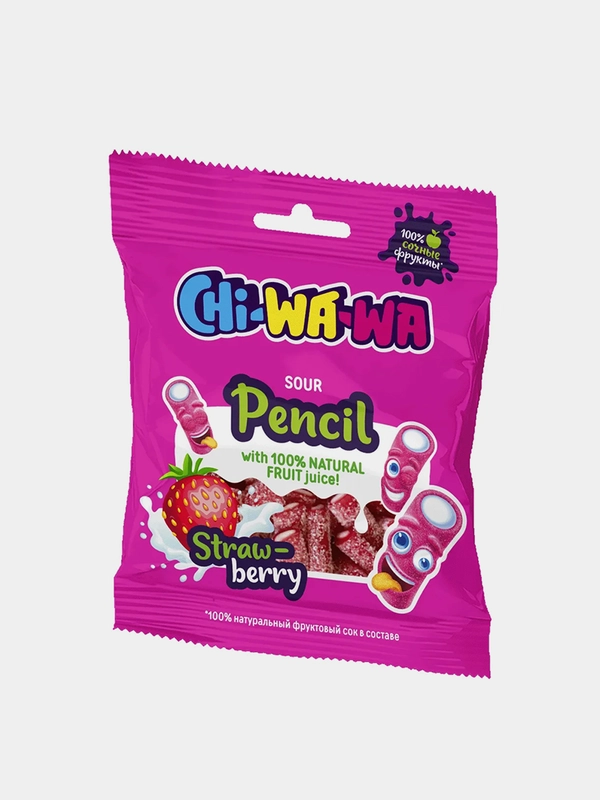 Мармелад CHI-WA-WA Кусочки, Клубника, кислый, 60г