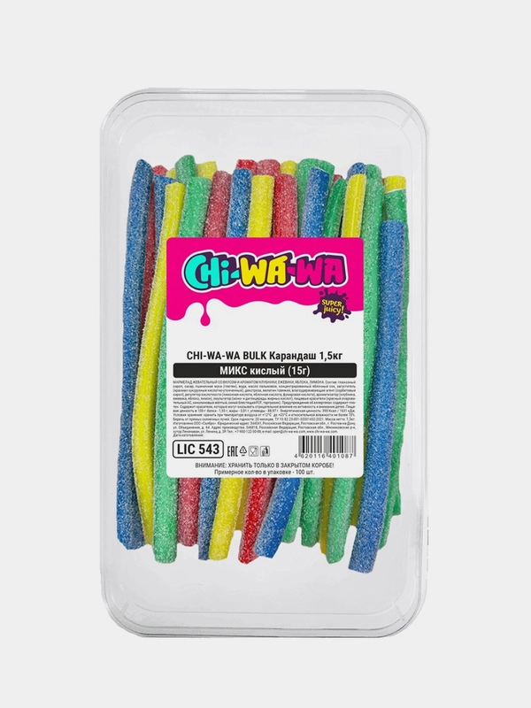 Мармелад CHI-WA-WA BULK Карандаш, МИКС Кислый, 1,5 кг