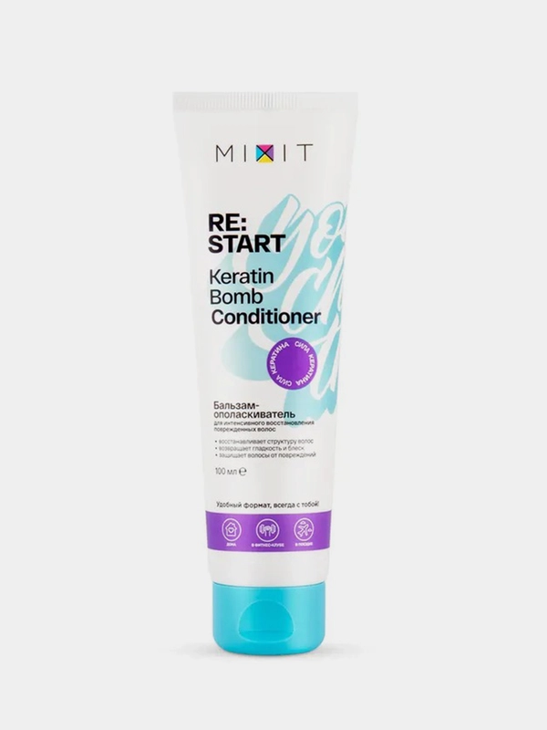 Бальзам-ополаскиватель Mixit Re:Start, для поврежденных волос, мини, 100 мл