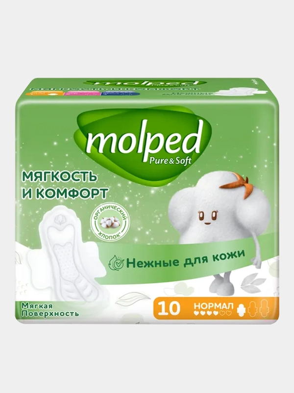Женские гигиенические прокладки Molped Pure & Soft Normal, 10 штук