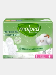Женские гигиенические прокладки Molped Pure & Soft Long, 8 штук