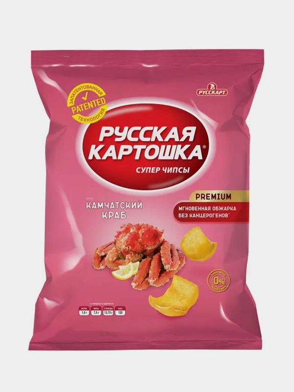 Чипсы Русская картошка со вкусом Камчатский краб, 140г