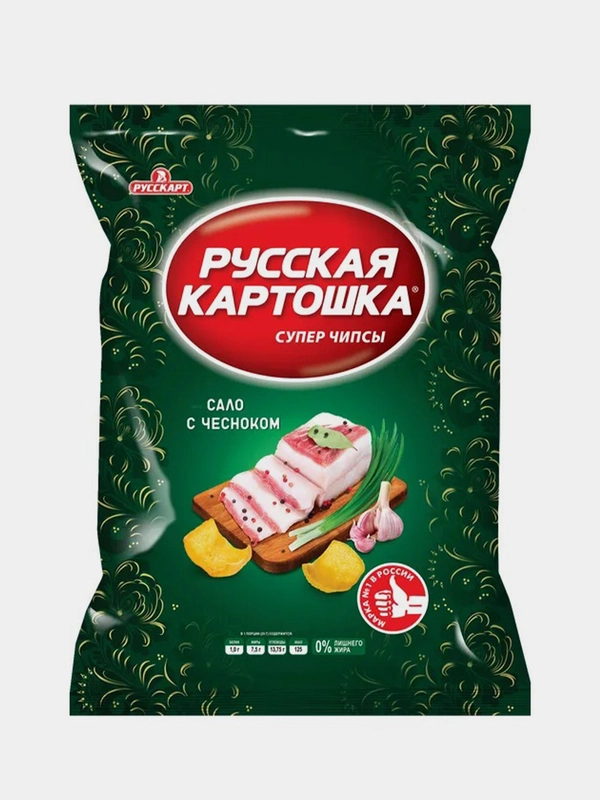 Чипсы Русская картошка со вкусом Сало с чесноком, 105г