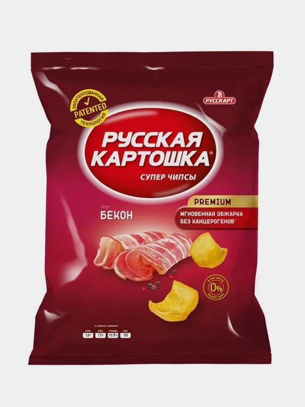 Чипсы Русская картошка со вкусом Бекона, 80г