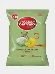 Чипсы Русская картошка Премиум со вкусом Фермерская сметана и укроп, 75г