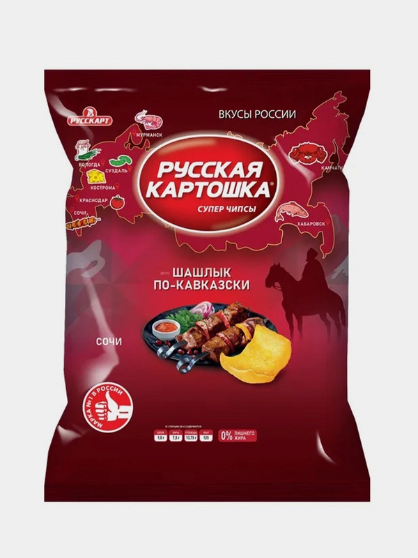 Чипсы Русская картошка Вкусы России со вкусом Шашлык, 105г