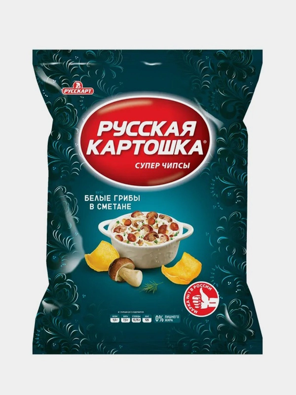 Чипсы Русская картошка со вкусом Белые грибы в сметане, 105г