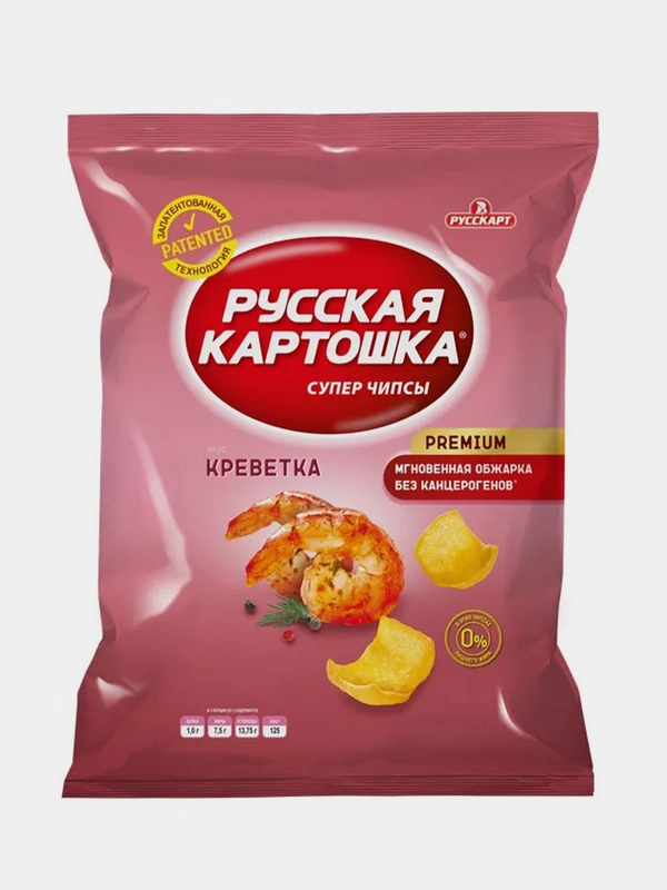 Чипсы Русская картошка со вкусом Креветки, 80г