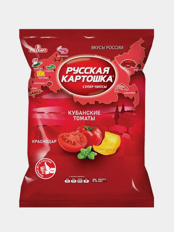 Чипсы Русская картошка Вкусы России со вкусом Кубанские томаты, 105г