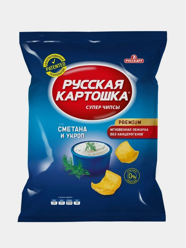 Чипсы Русская картошка со вкусом Сметана и укроп, 140г