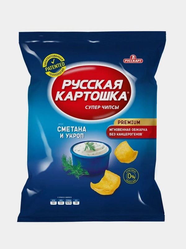 Чипсы Русская картошка со вкусом Сметаны и укропа, 80 г