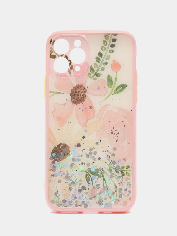 Чехол с блёстками цветы для iPhone X/ XS / 11 Pro