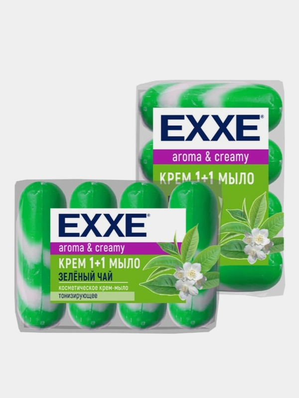 Крем-мыло 1+1 EXXE "Зеленый чай", 4 штуки по 90 г