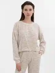 Бежевый костюм женский в полоску