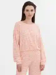 Оранжевый костюм женский в полоску