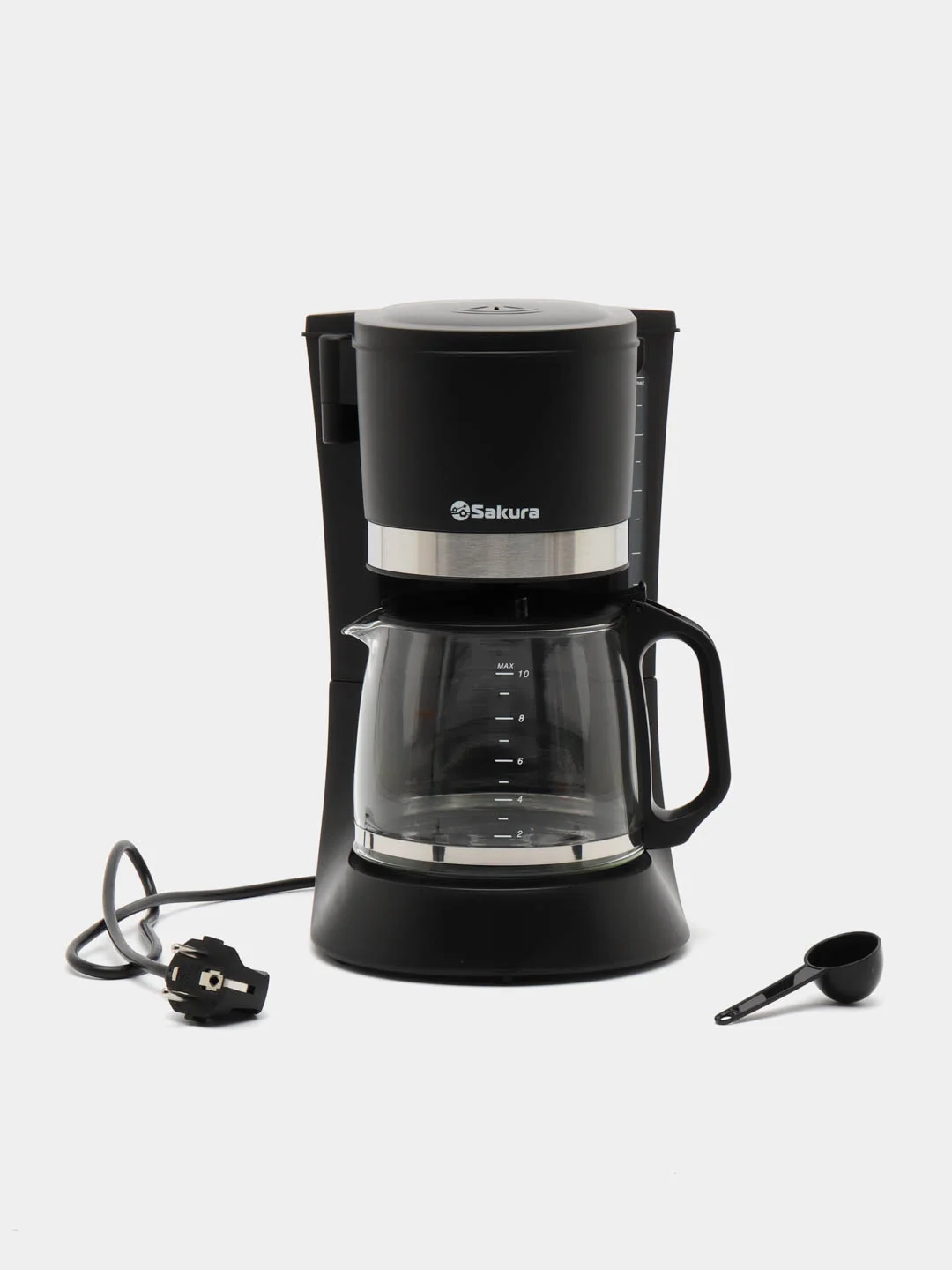 Черный кофеварка капельная электрическая Sakura SA-6117BK, 1,2 л