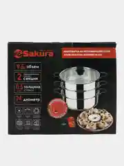 Мантоварка из нержавеющей стали Sakura SA-662 2 сетки 9,5 л 24 см