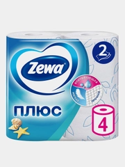 Туалетная бумага Zewa Плюс Свежесть океана, 2 слоя, 4 рулона
