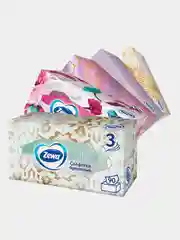 Салфетки Бумажные в коробке Zewa Deluxe Design, 3 слоя, 90 шт.