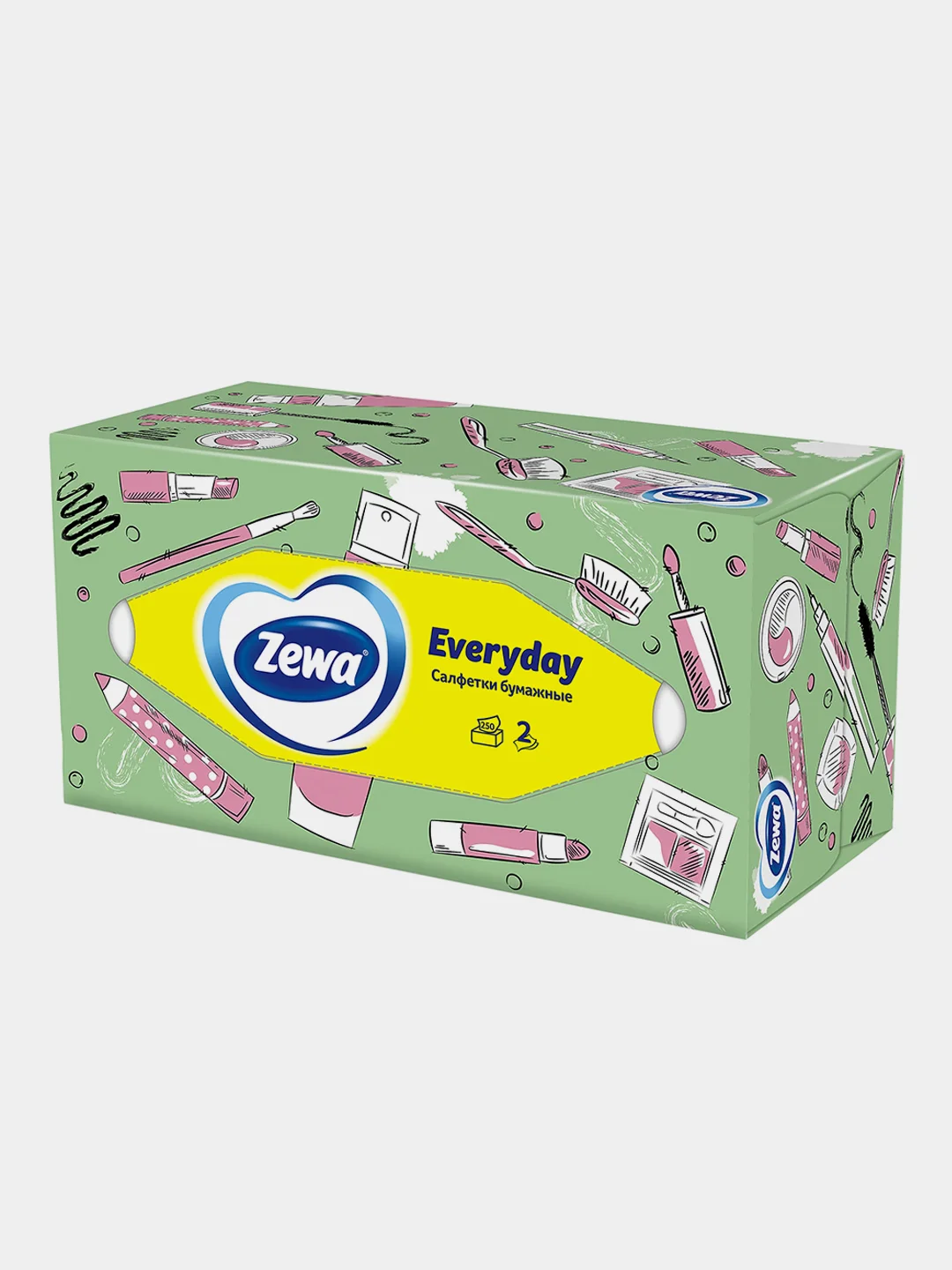 Салфетки бумажные в коробке Zewa Everyday, 2 слоя, 250 штук