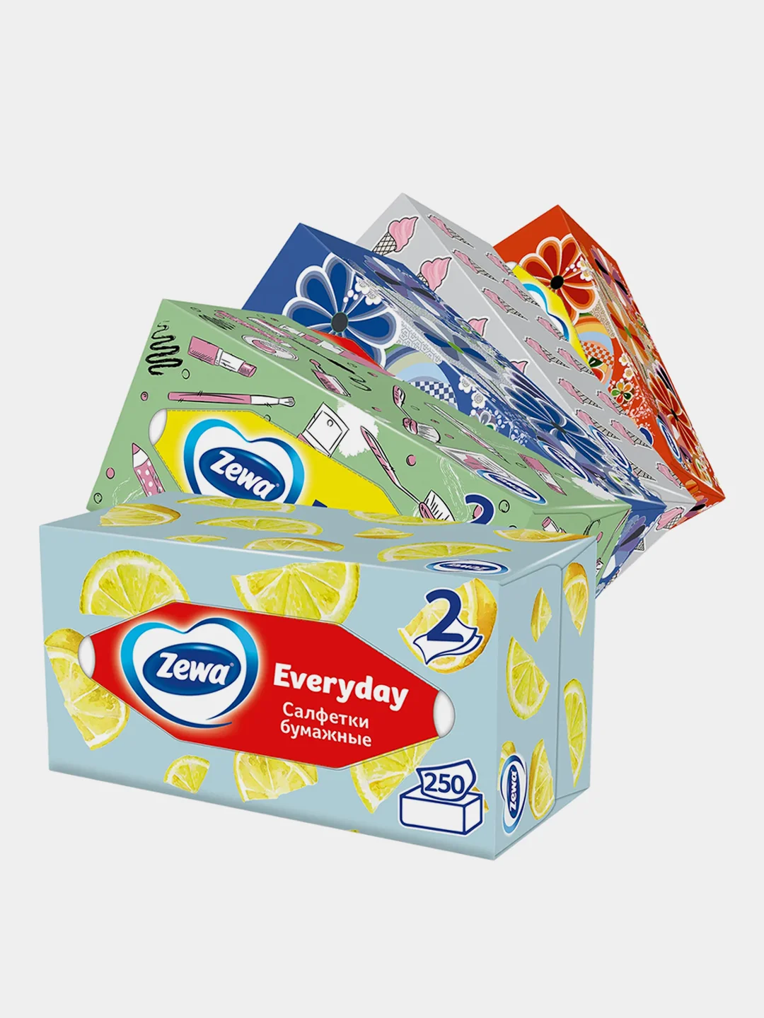 Салфетки бумажные в коробке Zewa Everyday, 2 слоя, 250 штук