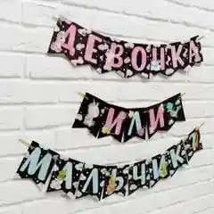 Марсала гирлянда на ленте "Мальчик или девочка", гендер пати, длина 240 см