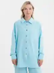 Бирюзовый домашний костюм женский льняной, пижама