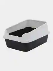 Серый туалет для кошек с сеткой и бортом, 30х39х19 см