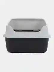 Серый туалет для кошек с сеткой и бортом, 30х39х19 см