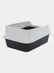 Серый туалет для кошек с сеткой и бортом, 30х39х19 см