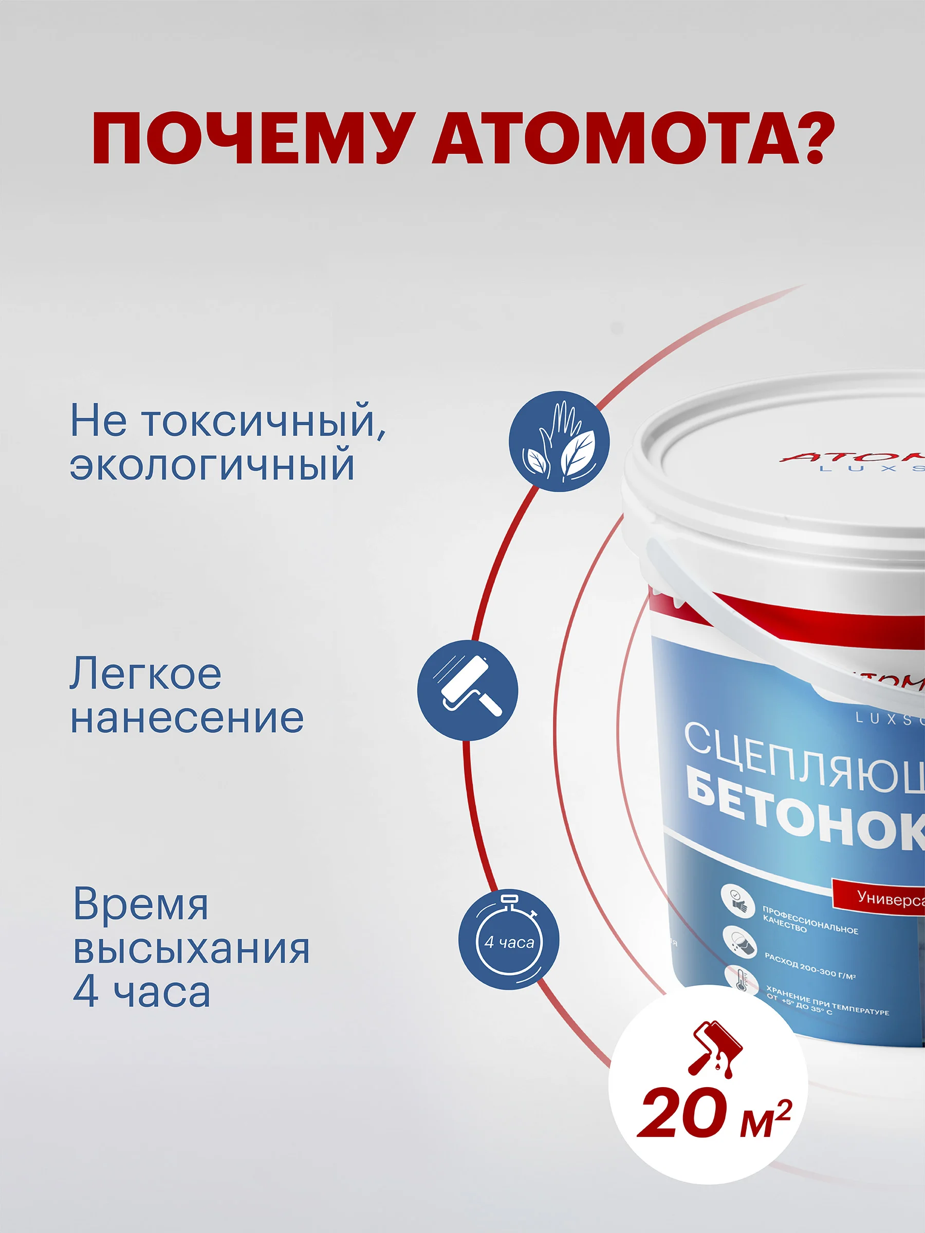 Бетоноконтакт ATOMOTA Luxsory 3 кг для наружных и внутренних работ
