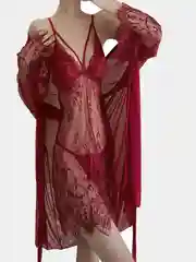 Бордовый комплект нижнего кружевного белья, женский