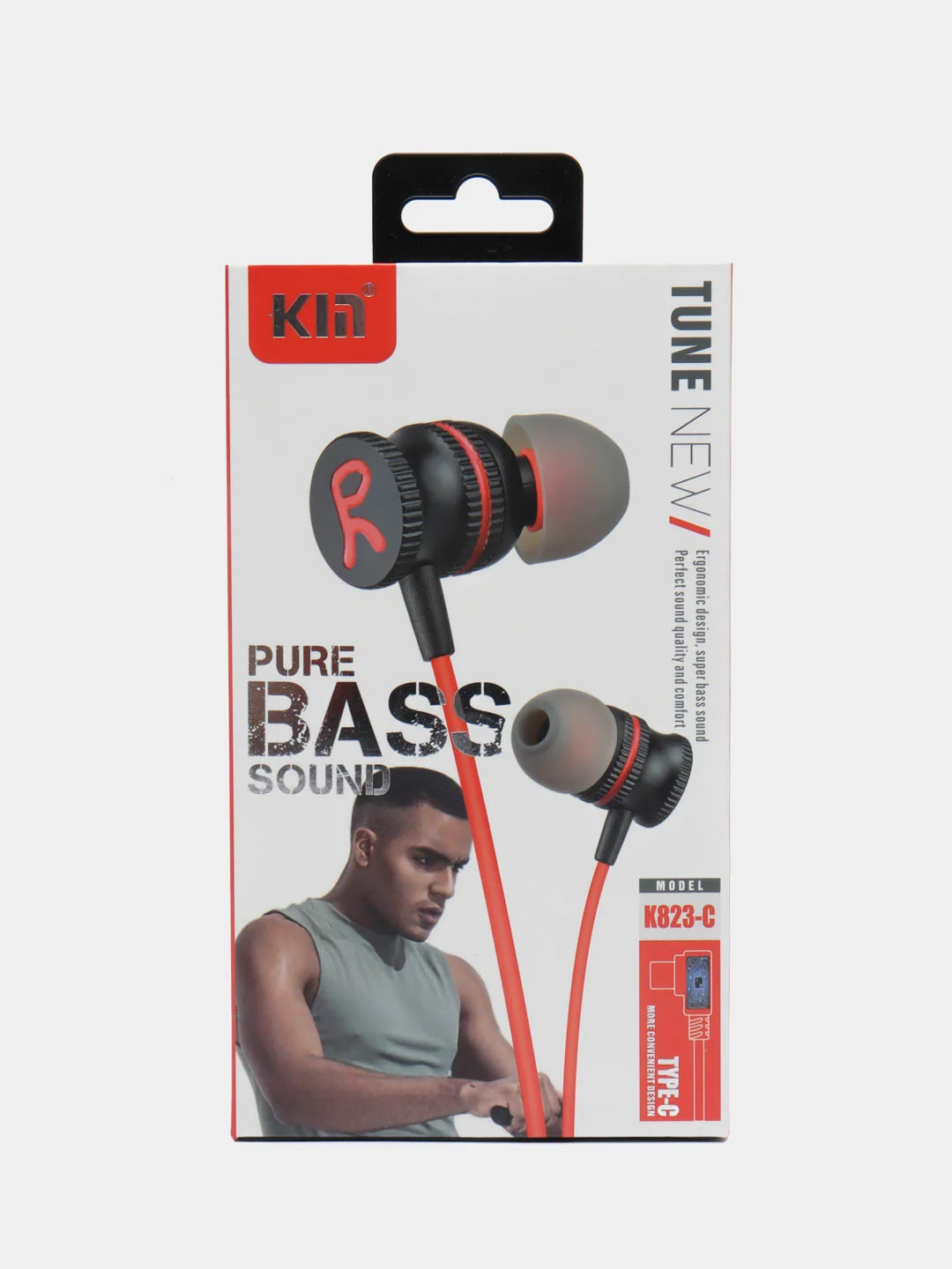Красный наушники проводные с разъмом Type-C
