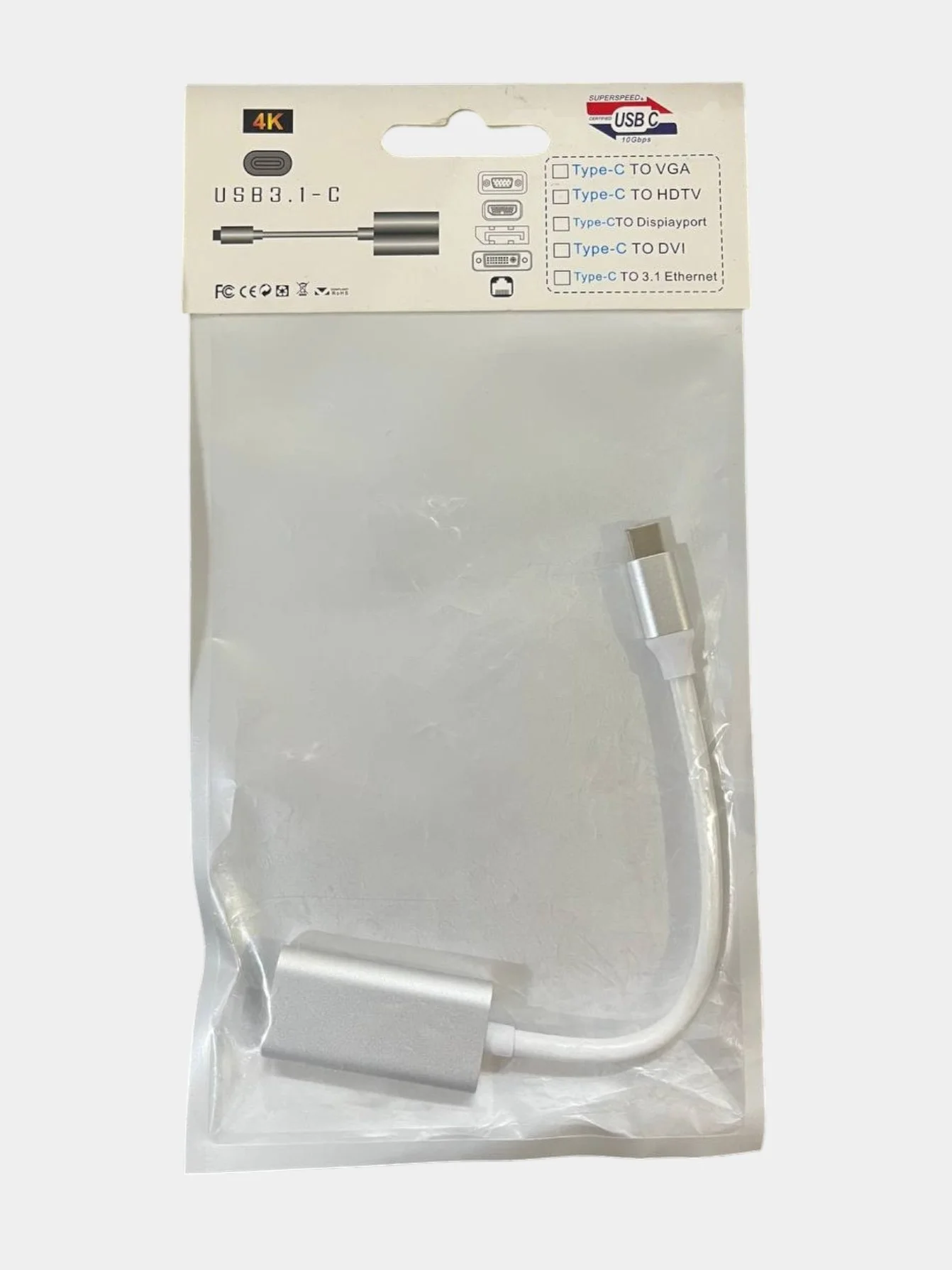 Переходник USB Type-C - DisplayPort - серебристый, 4K