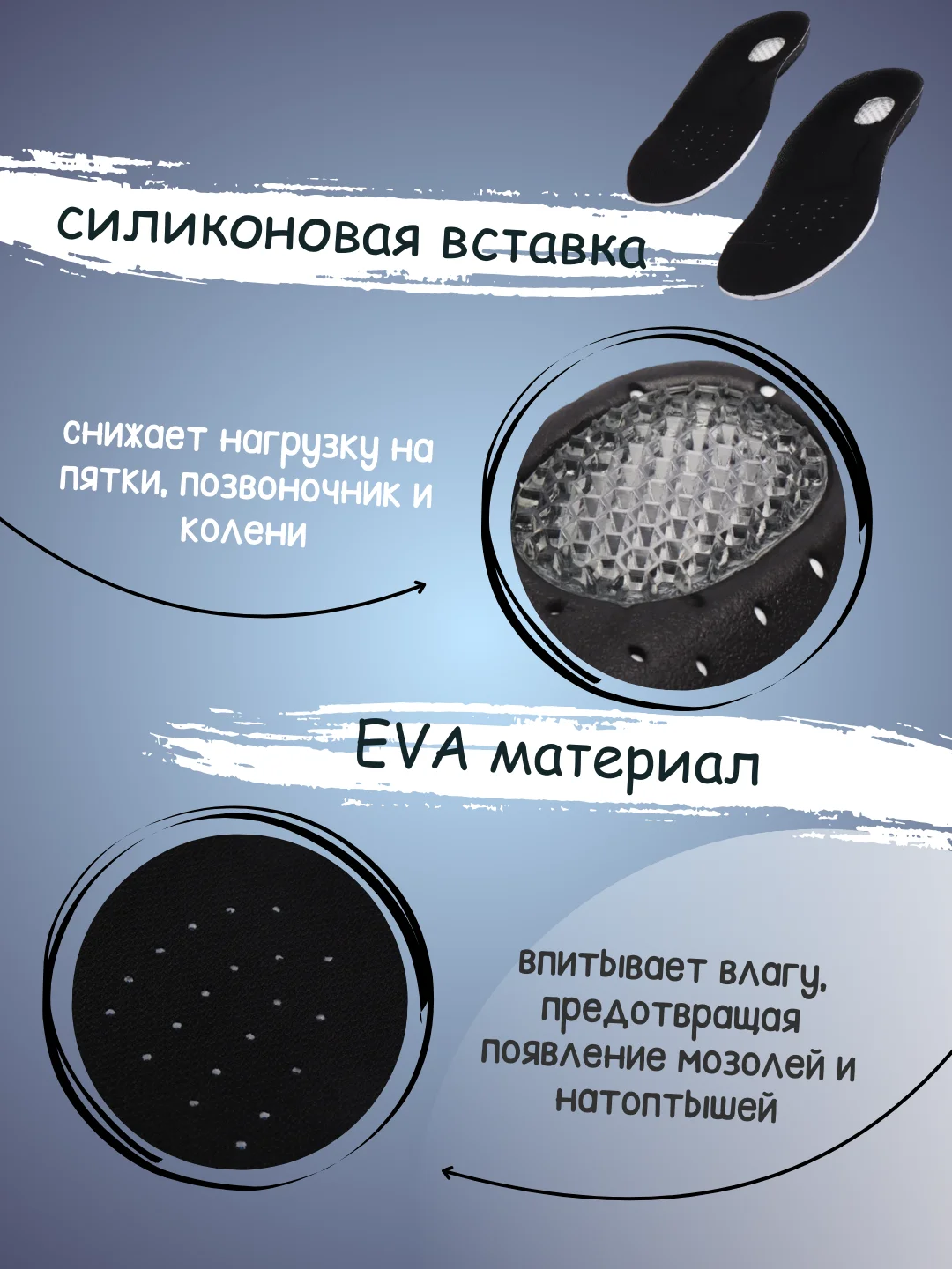 Стельки для обуви спортивные, амортизирующие, дышащие, унисекс
